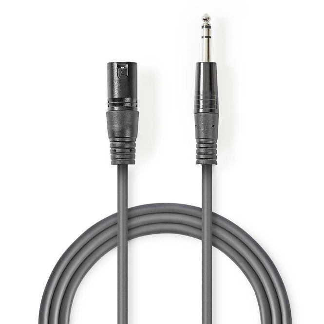 Hovedbilde Nedis Balansert Mikrofon- og lydkabel - Stereo Jack / XLR Han 1,5m