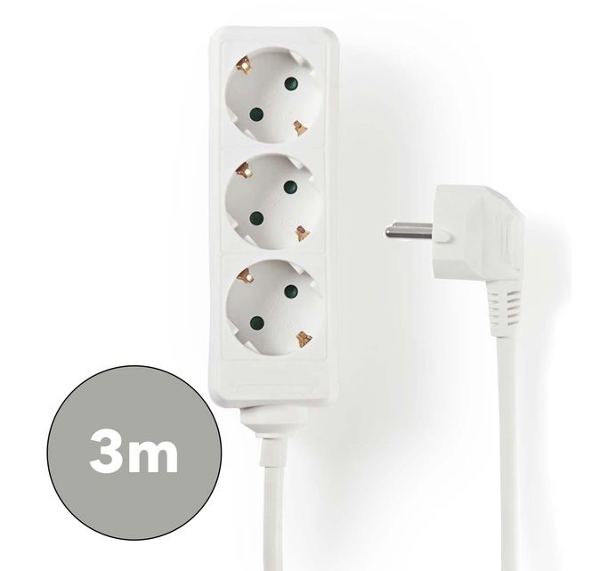 Hovedbilde Nedis 3-veis strømforgrener, 3m