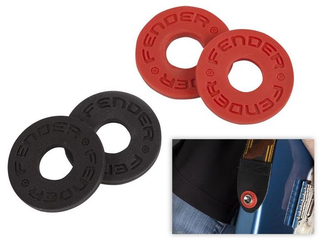 Hovedbilde Fender Strap Blocks, Black & Red - 2 par
