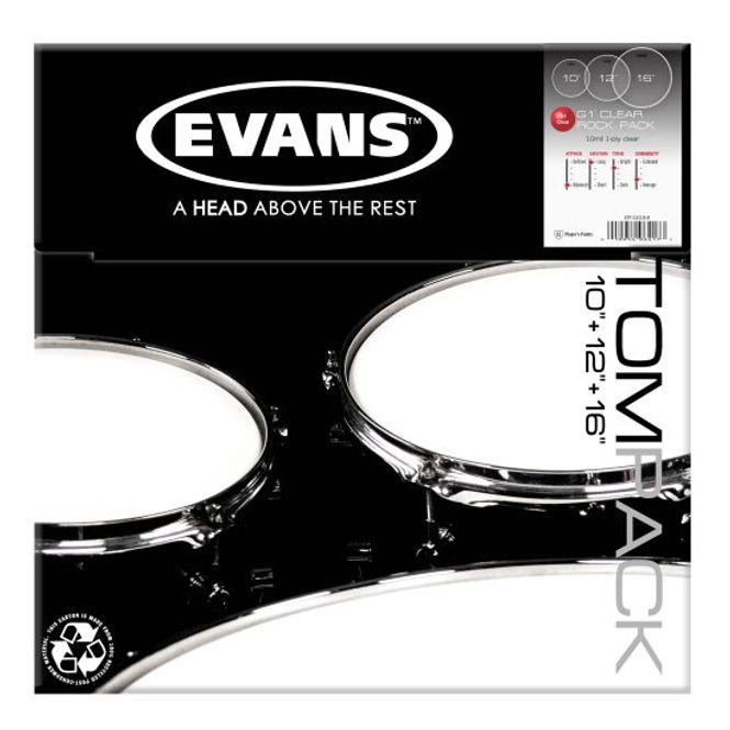 Hovedbilde Evans G1 Clear Rock, ETP-G1CLR-R tompakke (10,12,16)