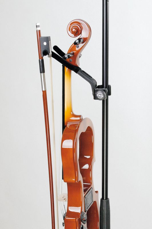 K&M 15580 Fiolinholder for mikstativ, med holder for bue