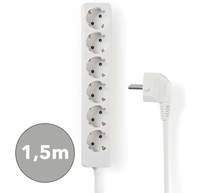 Hovedbilde Nedis 6-veis strømforgrener, 1,5m