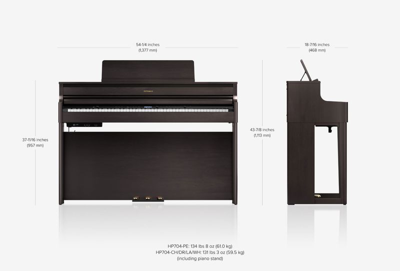 Roland HP704 Digitalt Piano, Charcoal Black