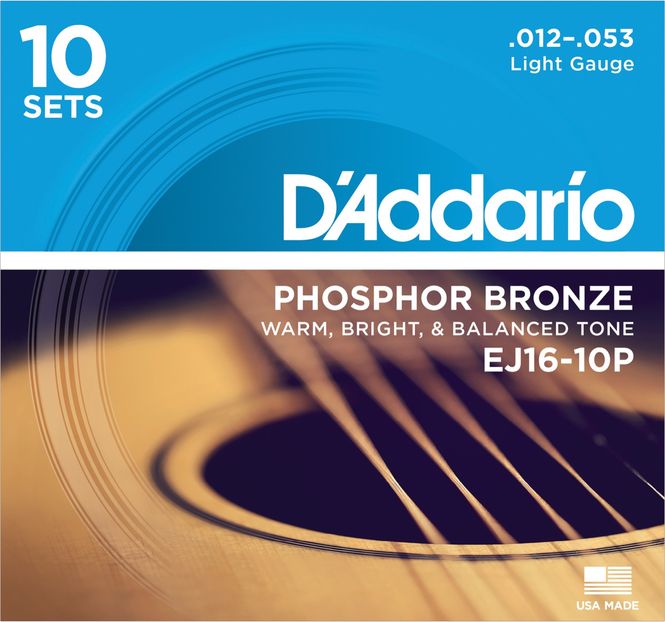 Hovedbilde D'addario EJ16-10P Western Phosphor Bronze Propack 012 -053 (10-pack)