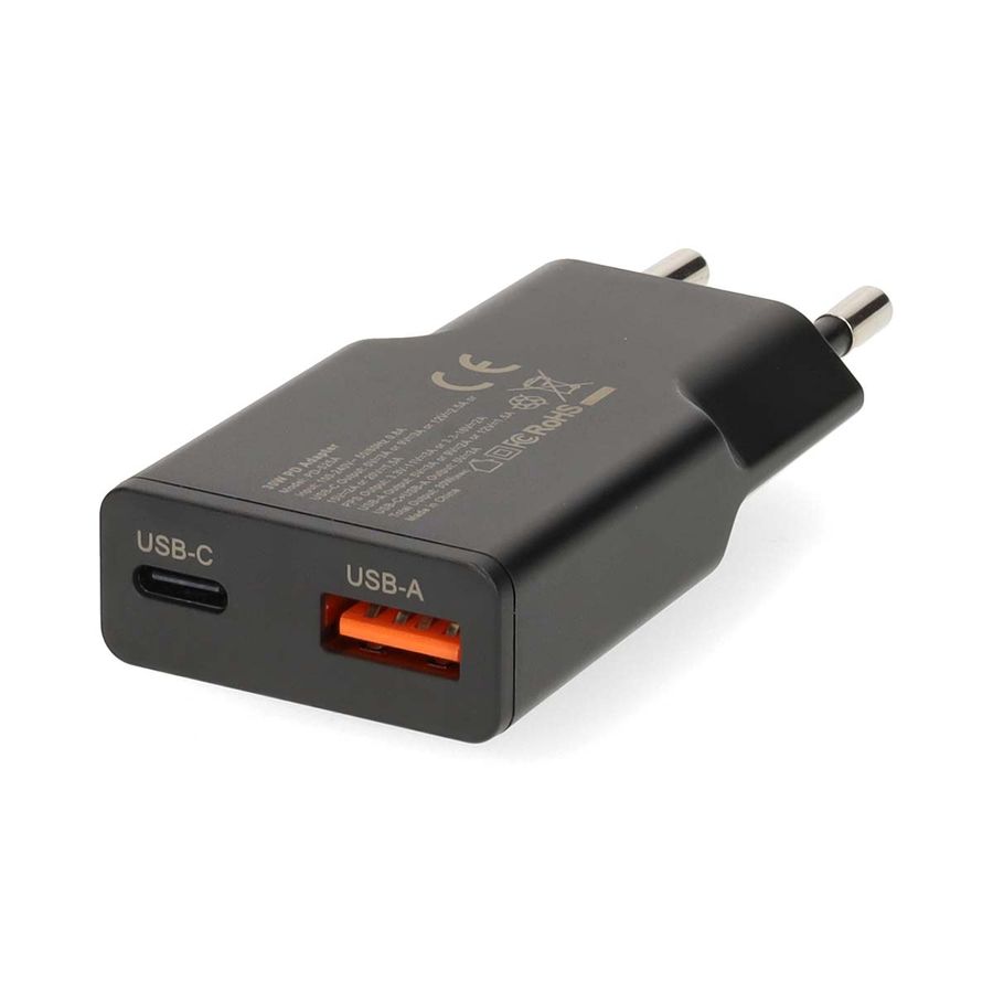 Nedis 20W USB-C og USB-A lader med Hurtigladefunksjon