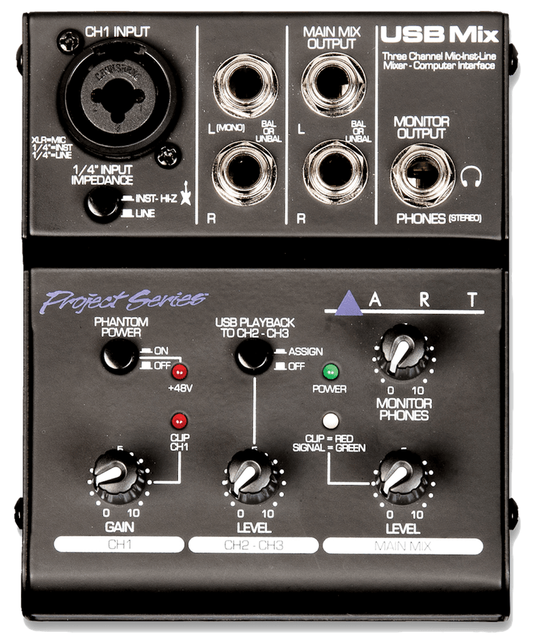 ART USB MIX 3-Channel Mixer / USB Audio Interface
