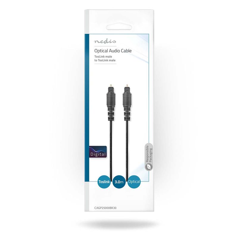 Nedis Optisk lydkabel TosLink Han, 5m