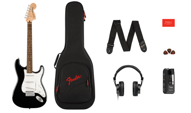 Hovedbilde Fender Squier Affinity Series Stratocaster Mustang Micro Pack Gitarpakke