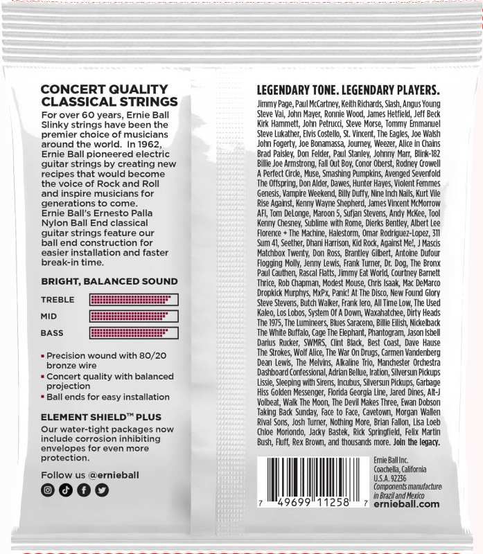 Ernie Ball 3409 Ball End Nylon Strenger, 3 pack