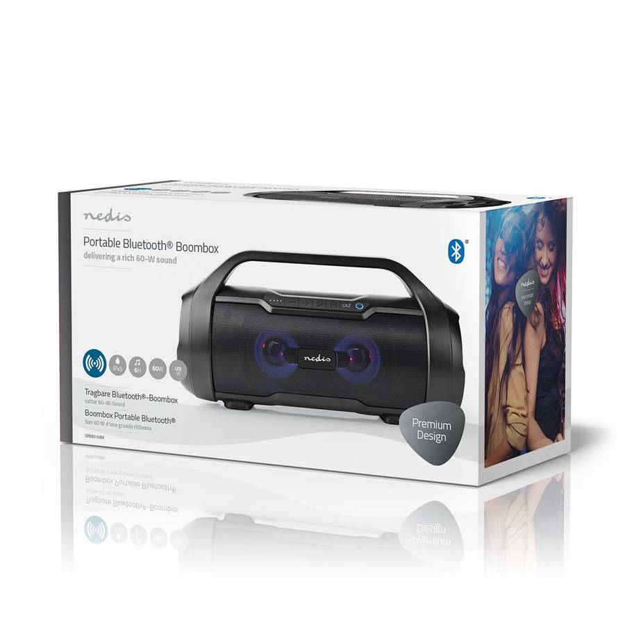 Nedis Bluetooth Party Boombox med Party lys, IPX5, 60/120W