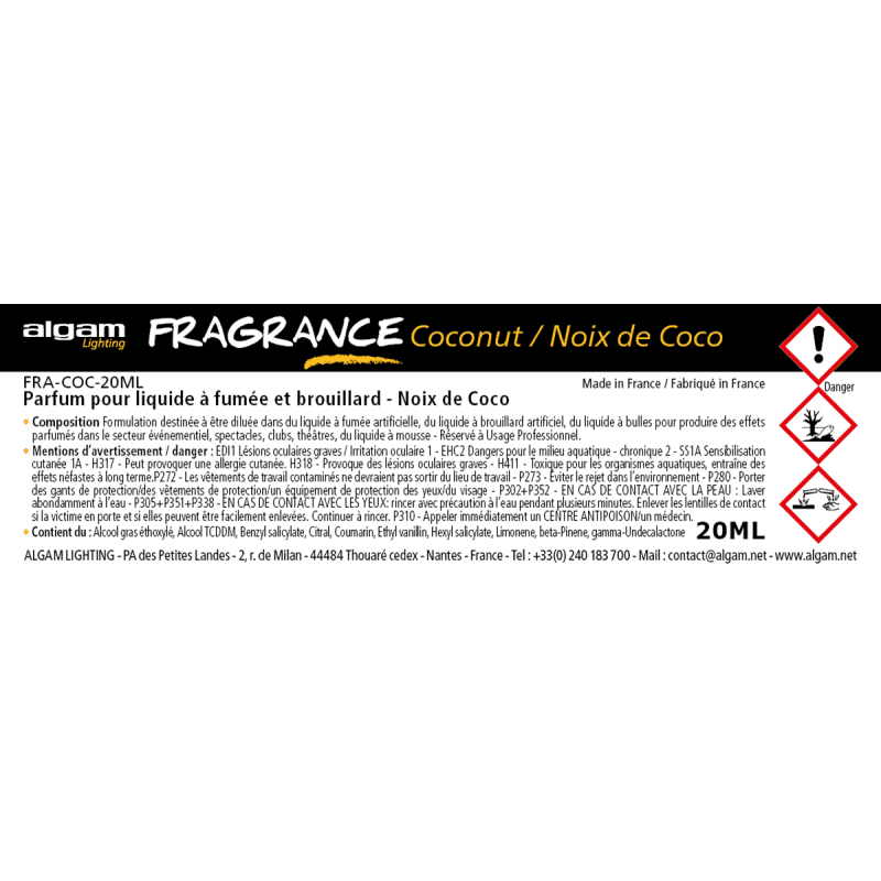 Algam Duftessens - Kokosduft 20ML for røykmaskin