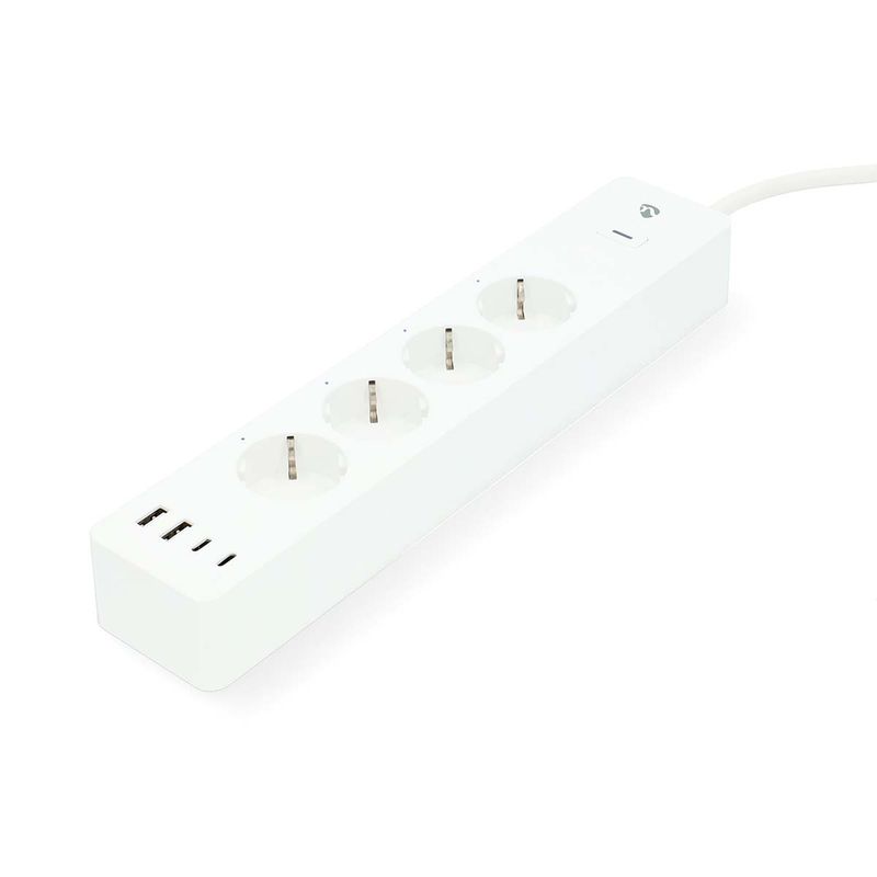 SmartLife Wi-Fi 4-veis strømforgrener, 4 USB A/C-porter, 16A, 3680W, 2m kabel