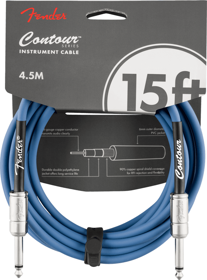 Fender Contour instrumentkabel - Lake Placid blue 4,5 m
