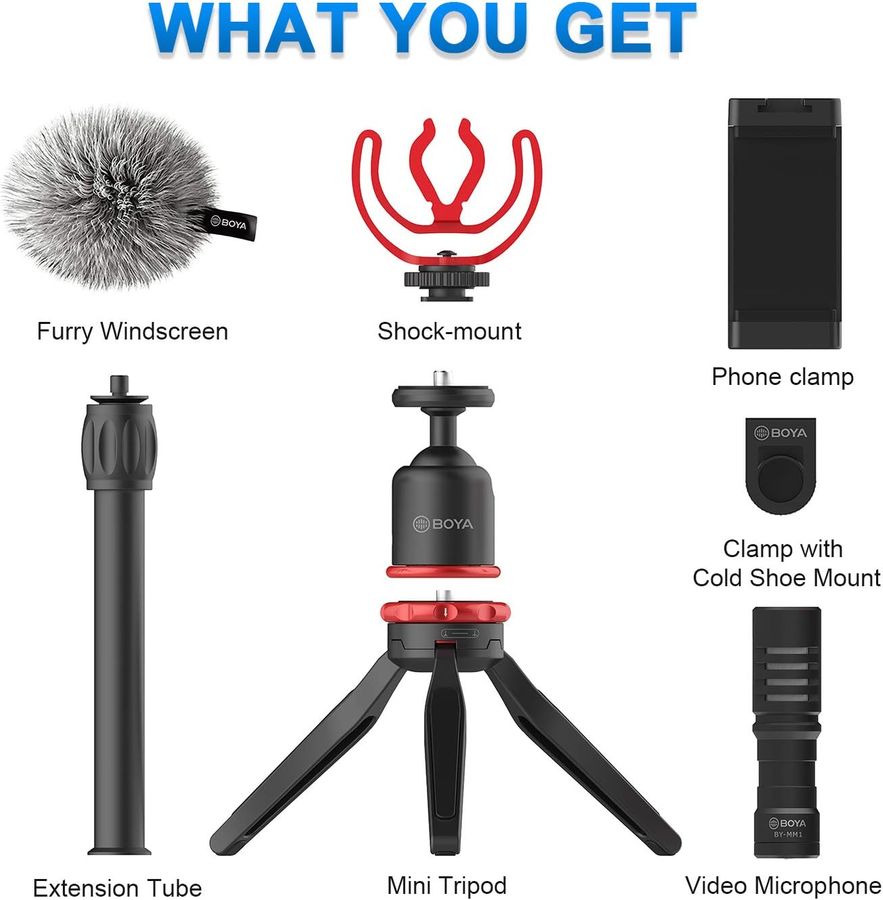 BOYA BY-VG330 Livestream Kit, mikrofon og stativ