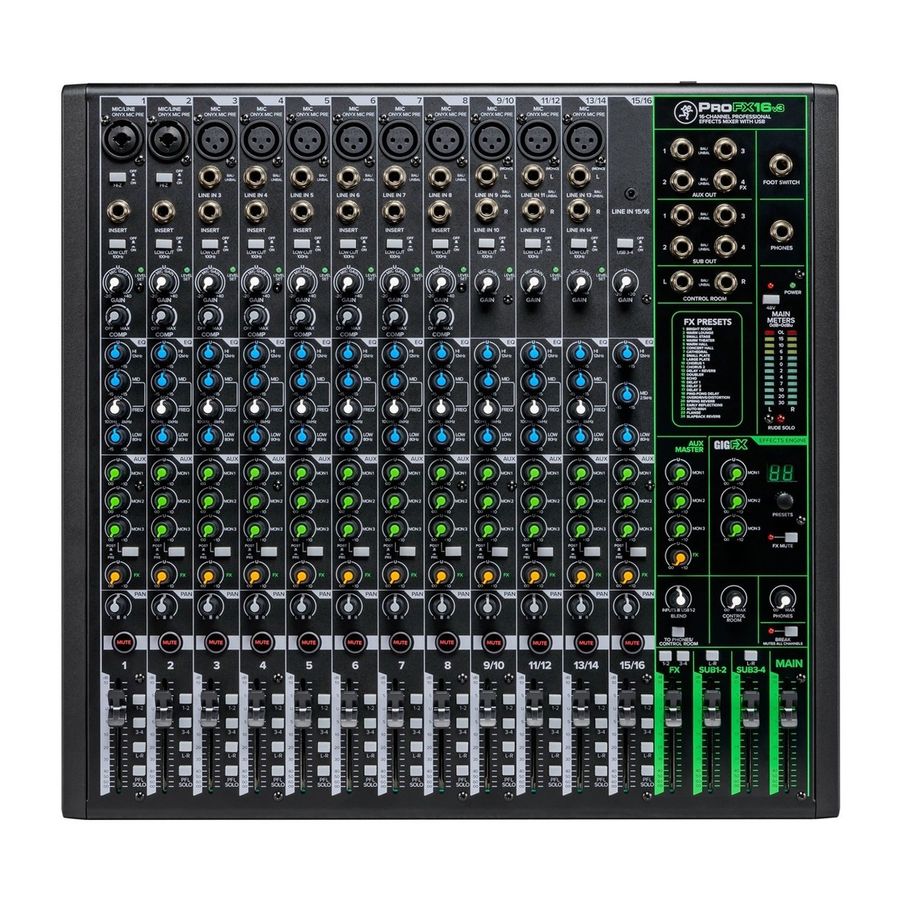 Mackie ProFX16v3, 16 kanals Analog mikser med USB og effekter.