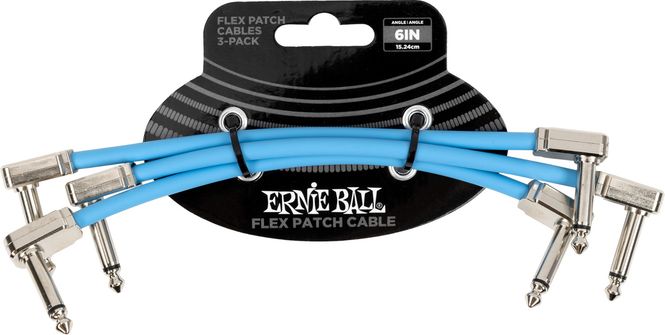 Hovedbilde Ernie Ball 6460 Flex Patchkabel, Blue, 15cm - 3 stk.