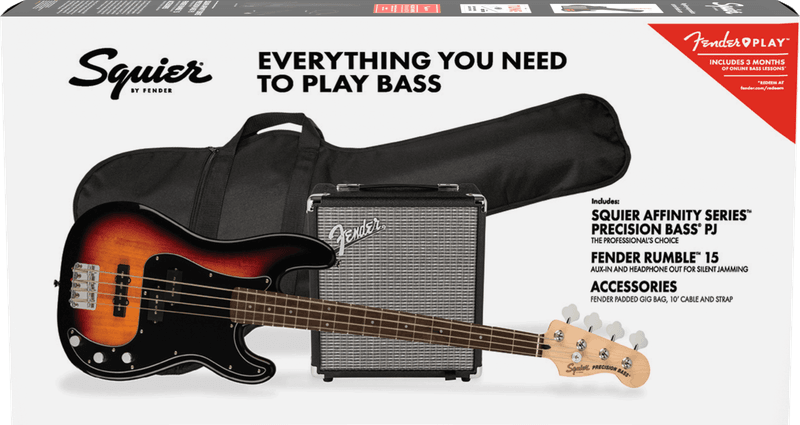 Squier Affinity Series Precision Bass, MN, PJ Pack, Sunburst