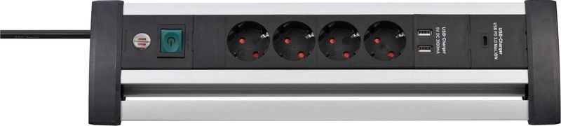 Brennenstuhl Alu-Office-Line Strømforgrener med USB-lader