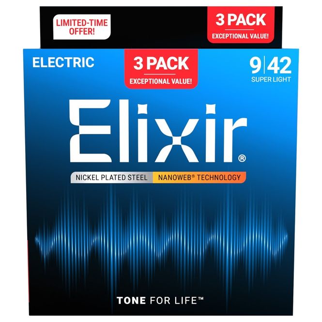 Hovedbilde Elixir 16566 NANOWEB Electric 009-042, 3 pack