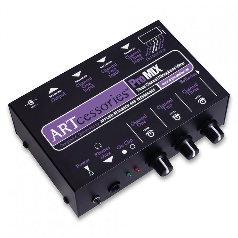 ART ProMIX – 3-kanals mikrofonmikser med fantomstrøm og batteridrift