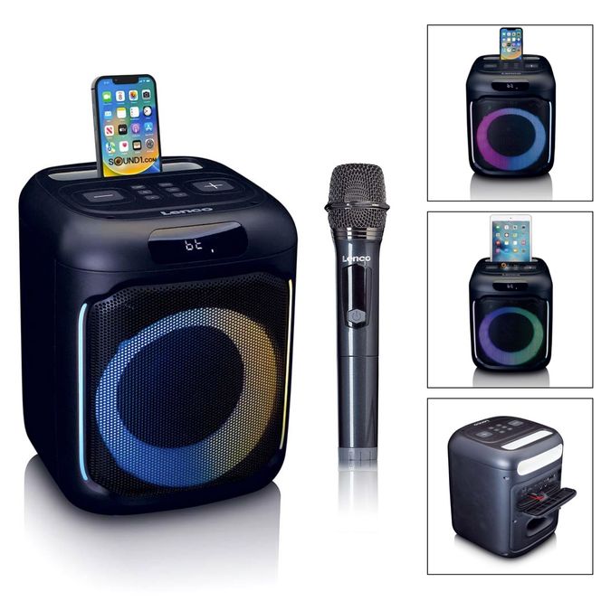 Hovedbilde Lenco Bluetooth Partypakke med høyttaler på 100W, trådløs mikrofon og party lys