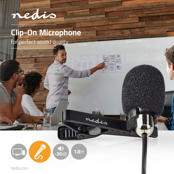 Hovedbilde Nedis MICCJ105BK – Clip-On Myggmikrofon med 3,5 mm Jack