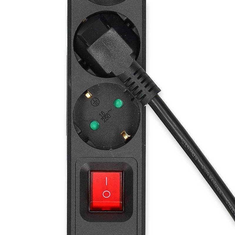 Nedis 5-veis strømforgrener, 3680W, USB-A og C lading, 1,5m kabel,  Av/på-bryter