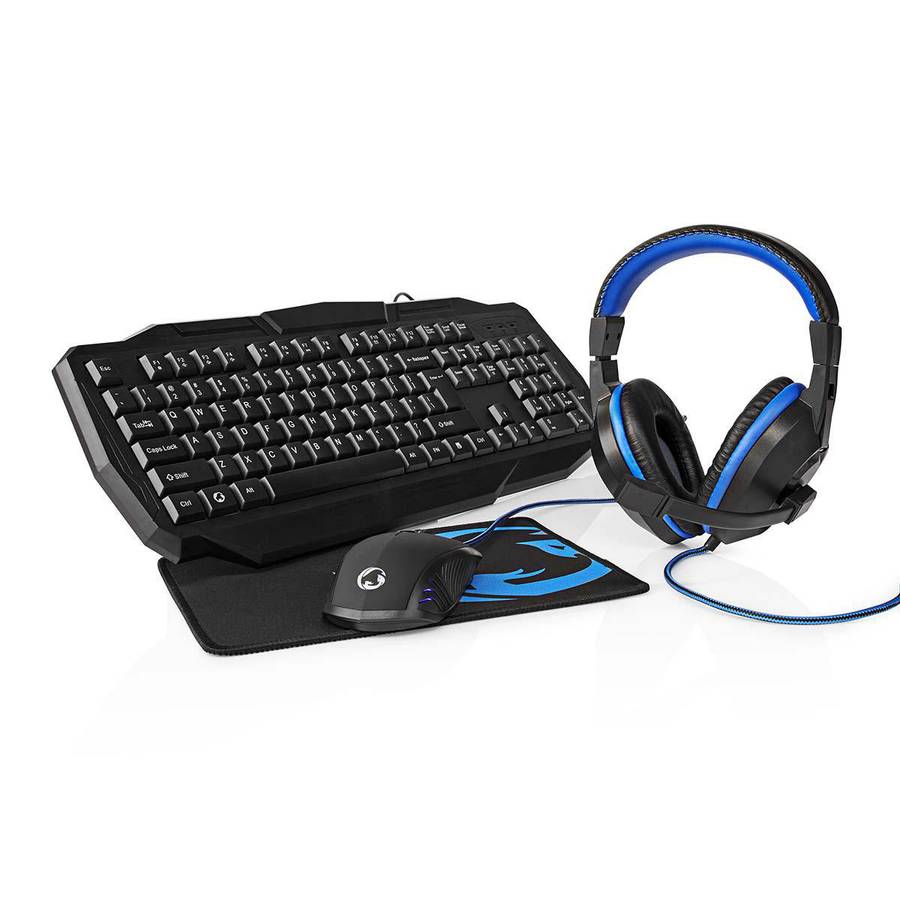 Nedis Gaming Combo Kit, tastatur, headset, mus og musematte