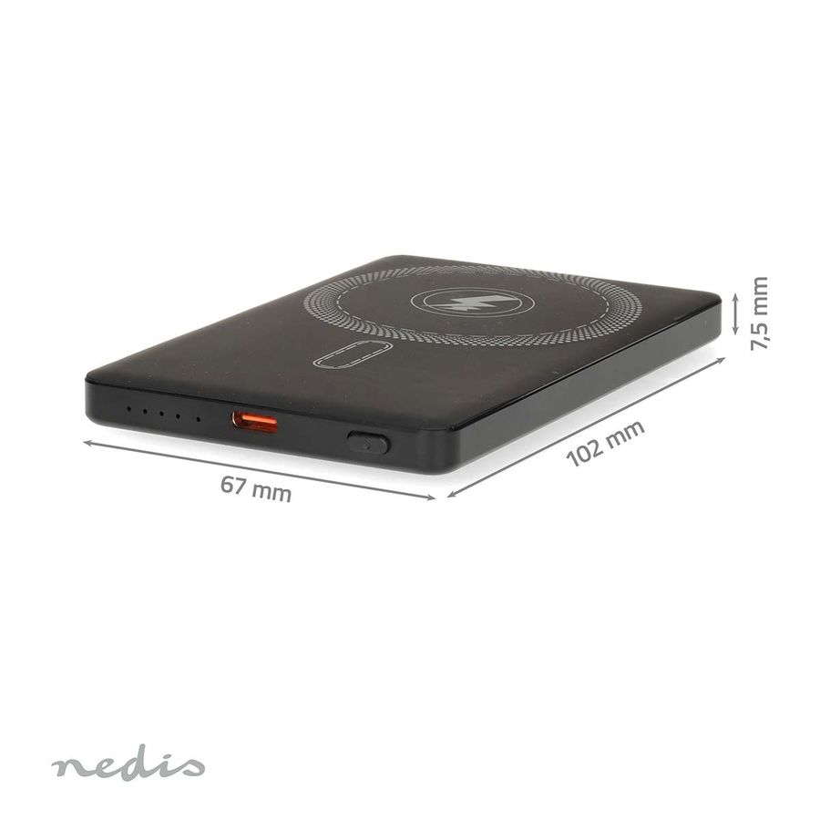 Nedis trådløs lading - Power Bank 5000 mAh, 2-i-1 for å lade telefonen raskt med og uten kabel