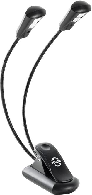 Hovedbilde K&M 12259 Music Stand Light notelys med dobbel svanehals og oppladbart batteri