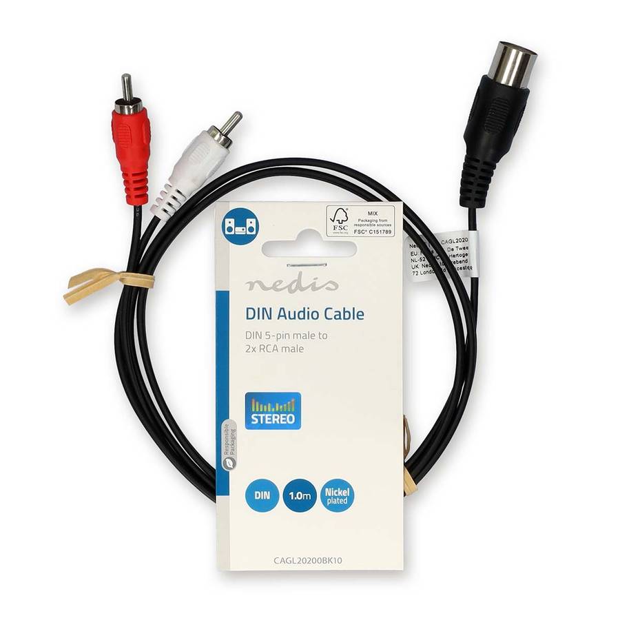 Nedis Stereo DIN 5-pin - 2 RCA jack male - 1m