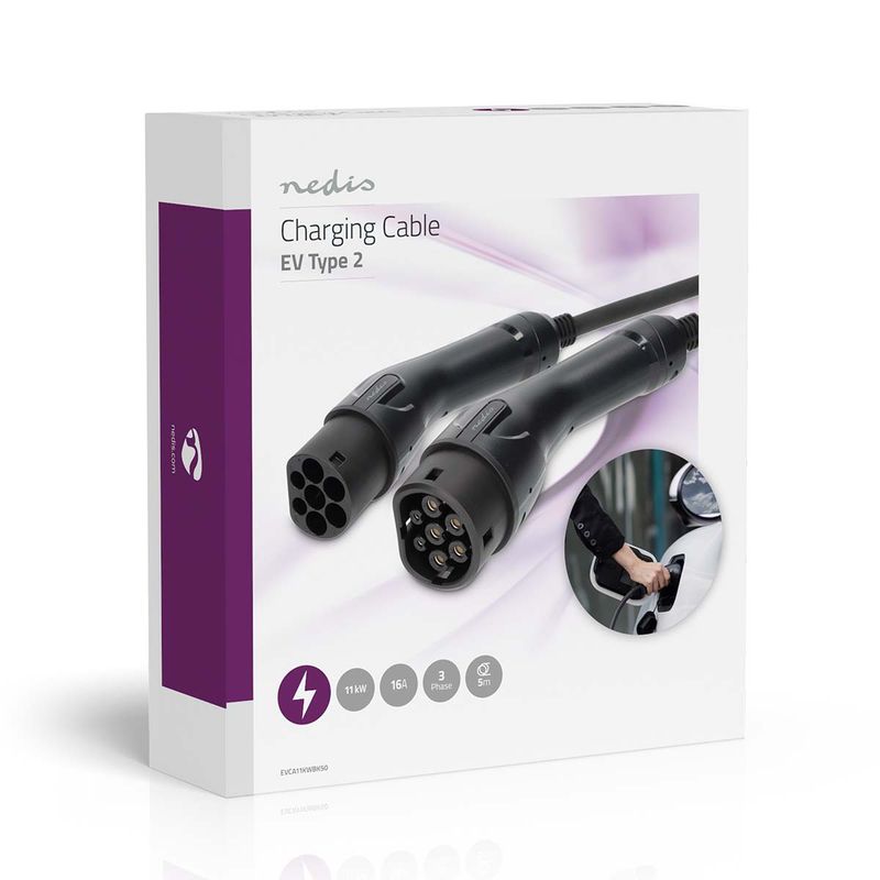 Nedis Ladekabel Type 2, 3-fase, 16A, 11KW , 5 m, IP 55