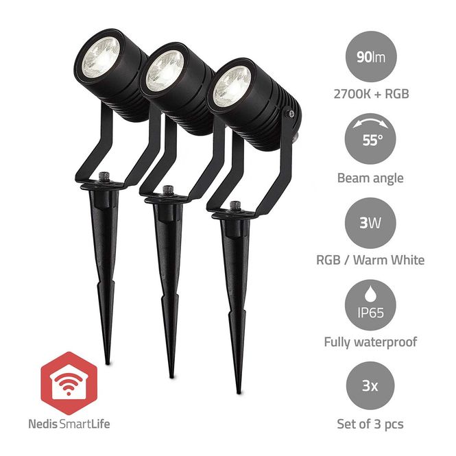 Hovedbilde SmartLife Wi-Fi Zigbee 3x90lm, 3x3W, hagepiggspotter, RGB / Warm White, IP65