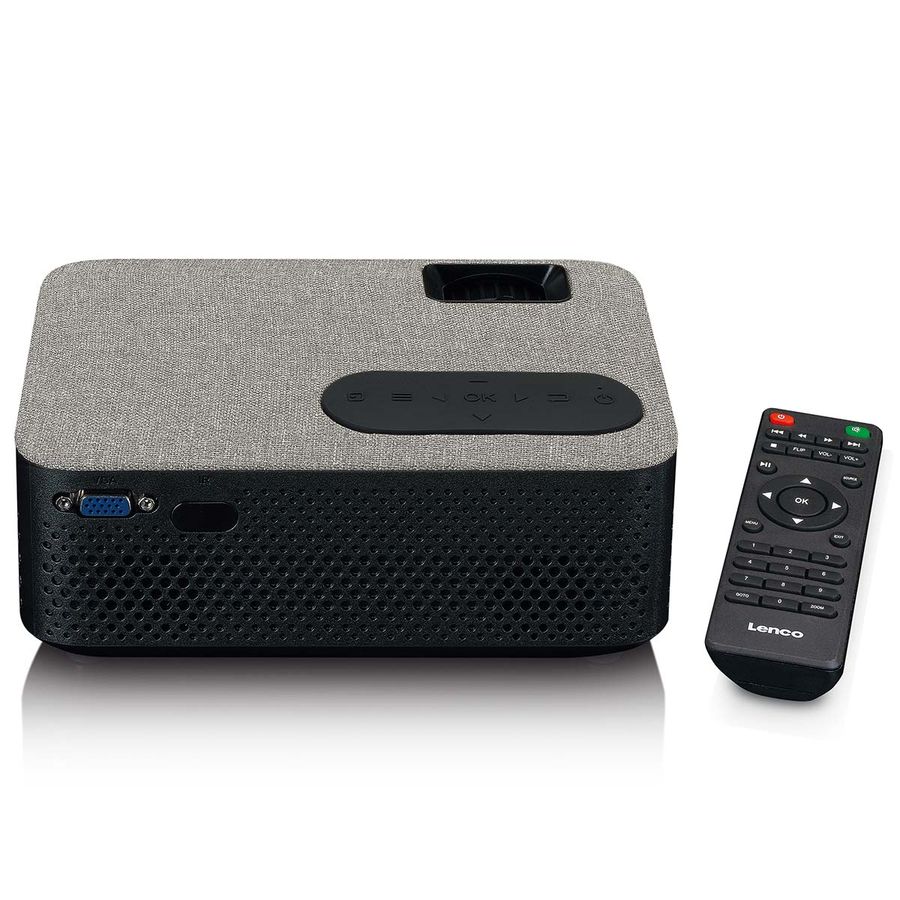 Lenco HD 720P LCD-projektor med Bluetooth grå, 4000 lumen, Full HD 1080P