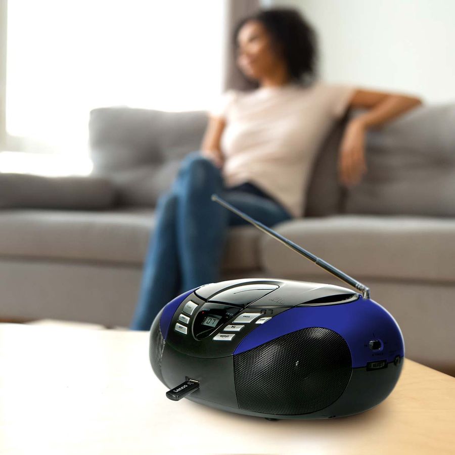 Lenco SCD-37 USB Blue Portable  CD and USB player med radio