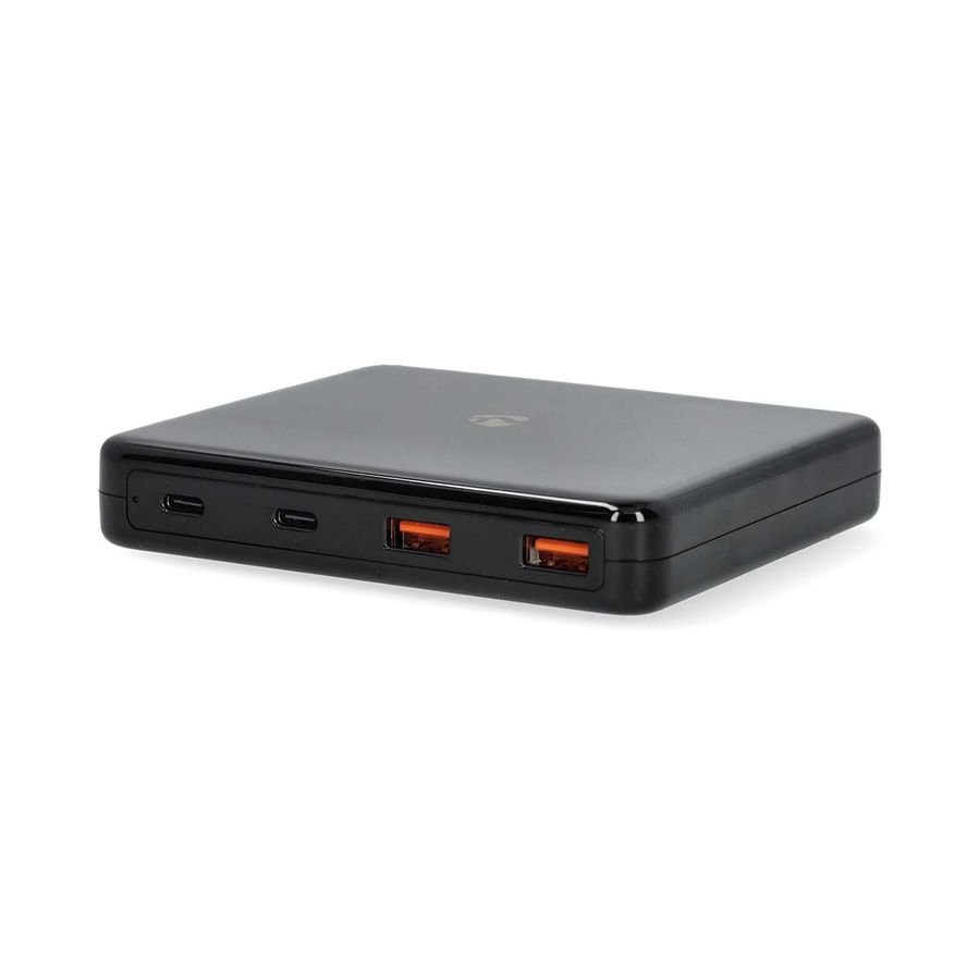 Nedis 65W PD hurtiglader, 4 utganger 2 x USB-C + 2 x USB-A, lade bærbare datamaskin, nettbrett, smarttelefoner