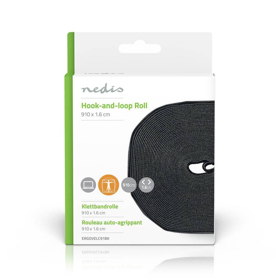 Nedis Velcro Cable Roll, 910cm borrelåsbånd som kan klippes til ønsket lengde