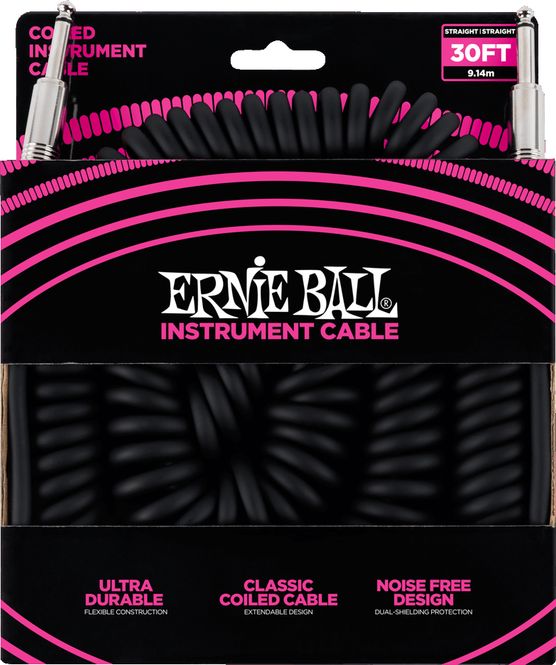 Hovedbilde Ernie Ball EB-6044 Coil- / Spiralkabel i super kvalitet. 9m, sort.