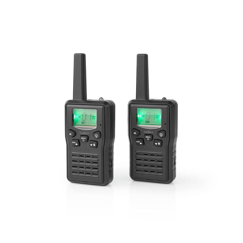 Nedis Walkie-Talkie Set m/ladestasjon, Opp til 10 km, 8 kanaler